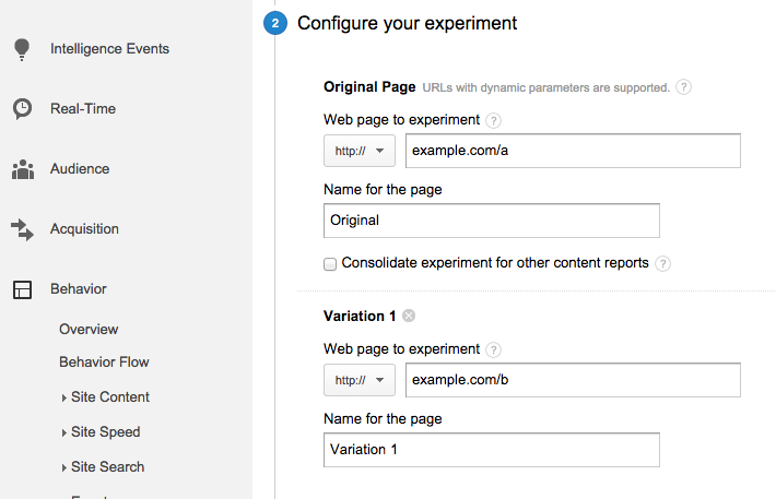 image showing another ab test experiment in google analytices