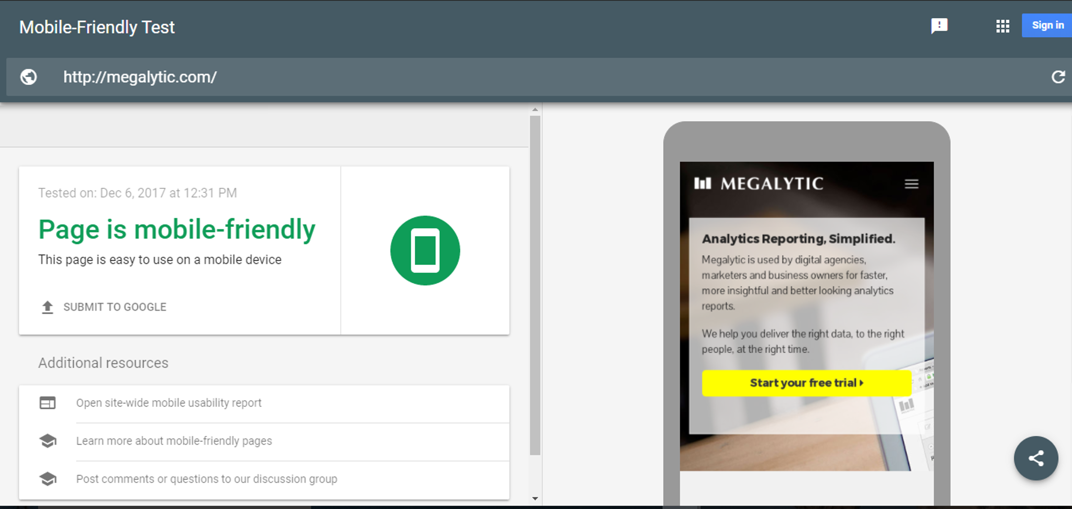 Megalytic is Mobile Friendly