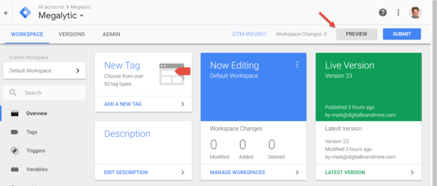 Starting GTM Preview Mode