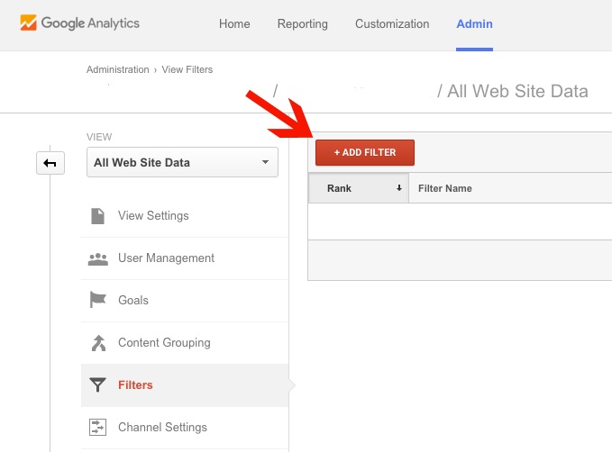 Adding a Filter in Google Analytics