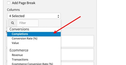 Adding the Completions Metric Column