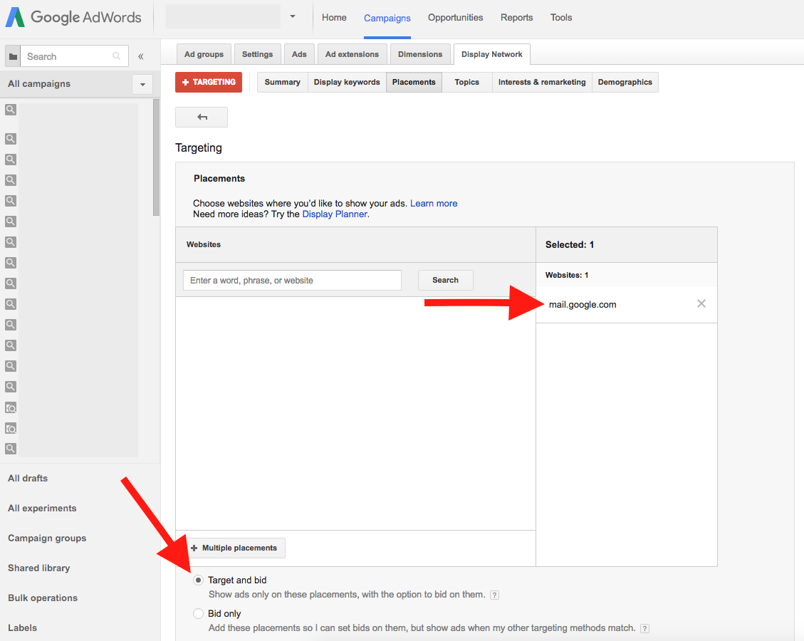 GMail Ad Placement
