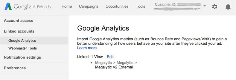 linking google analytics and adwords accounts