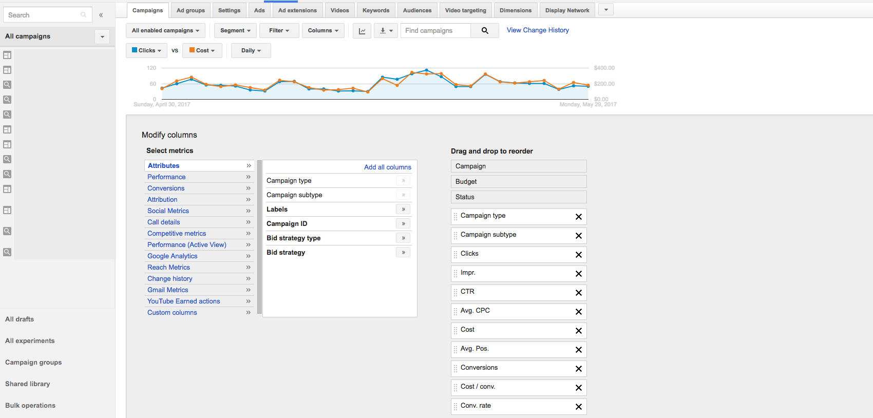 Google AdWords User Interface