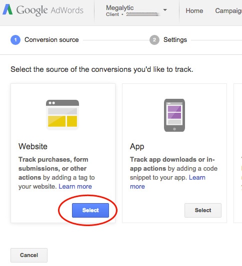 AdWords Conversion Tracking Step #2