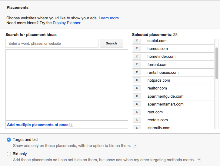 Set up Bid Options
