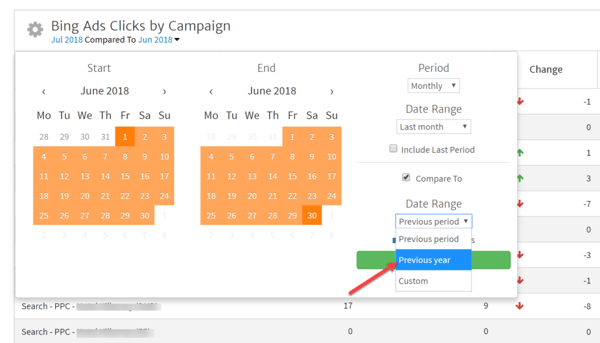 Bing Ads Switch to Year over Year Comparison