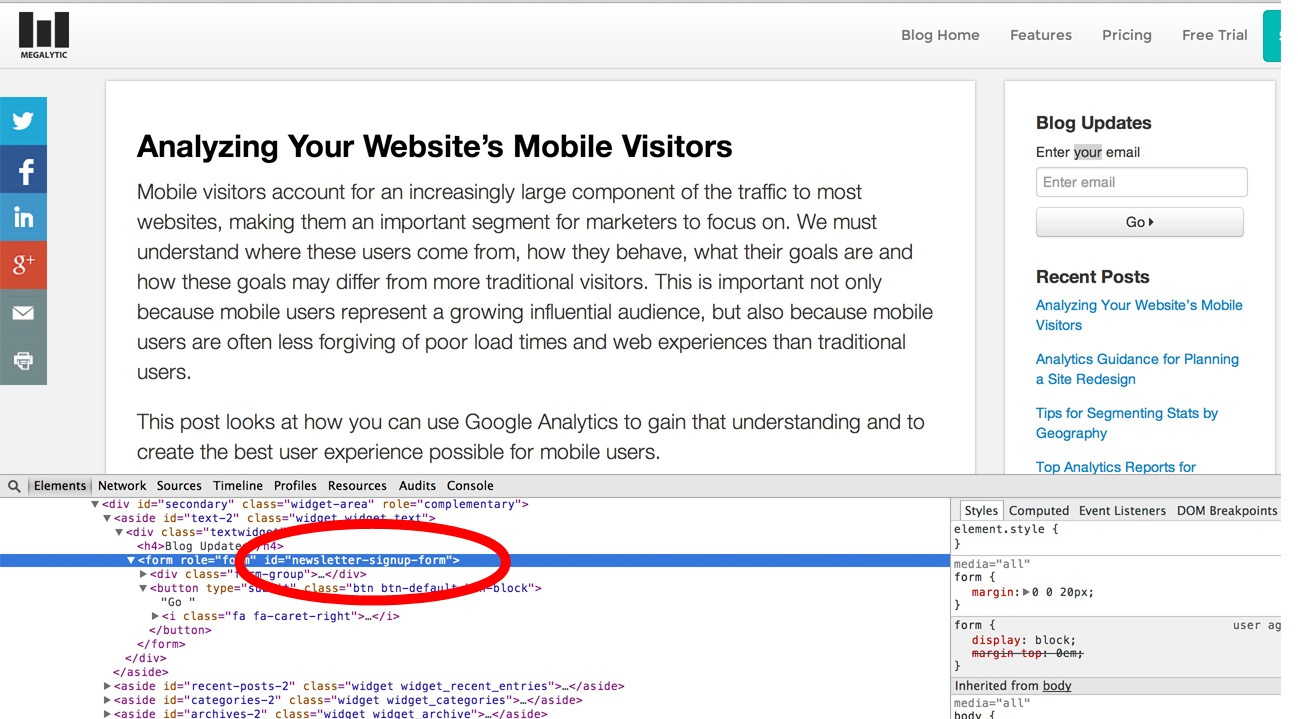 finding the form id in the html