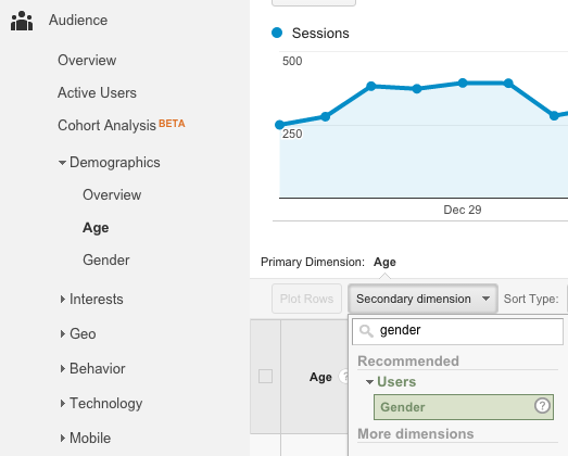 Google Analytics Adding a Secondary Dimension