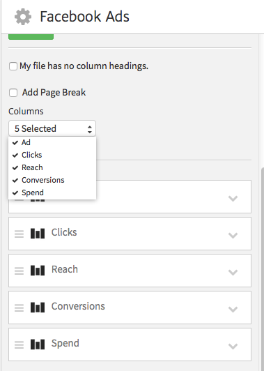 Choosing columns using Megalytic's CSV Widget