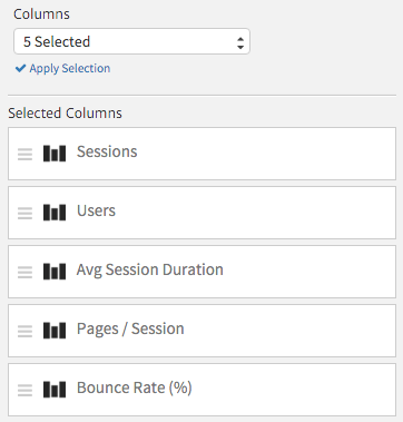 Choosing Columns in Megalytic