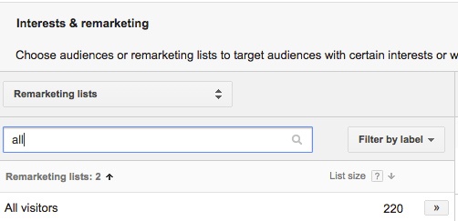 AdWords Remarketing Choose List