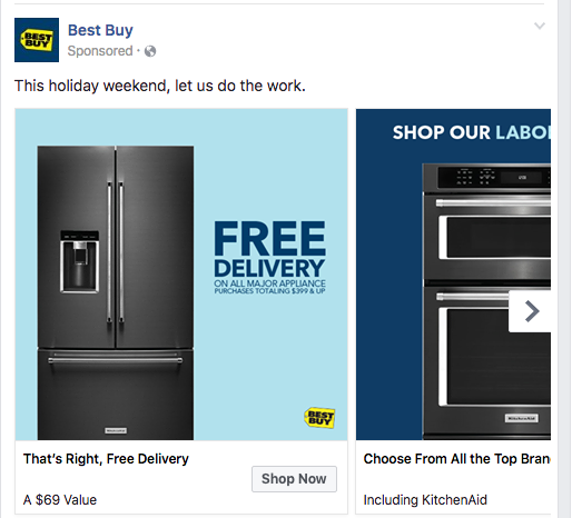 Facebook Ad Clicks to Website Carousel