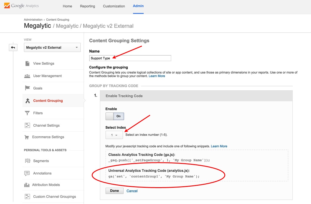 Content Grouping - Select Index