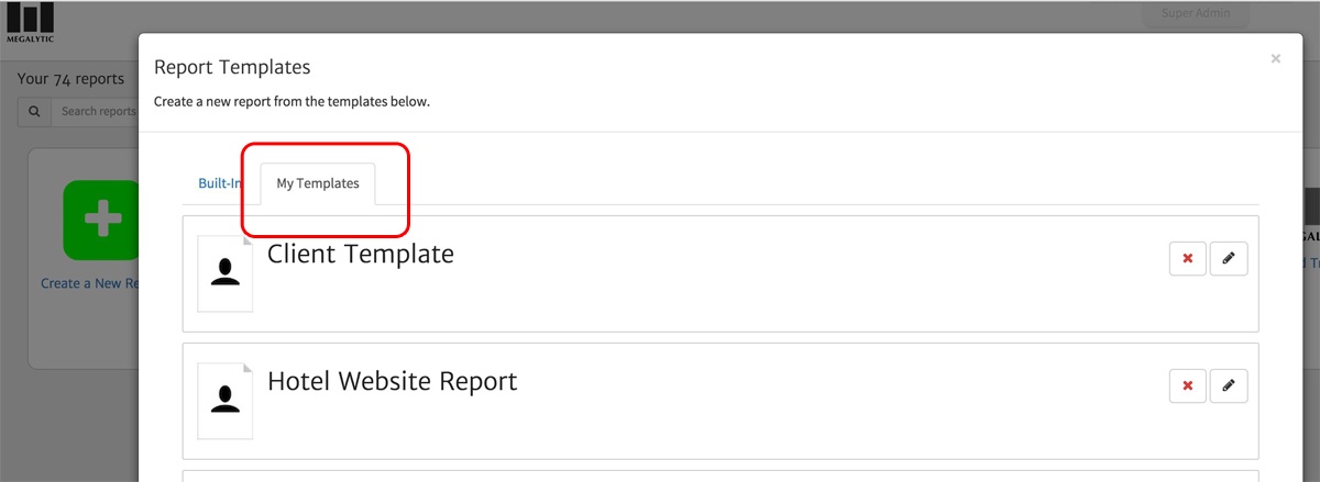 Megalytic - Create Report from Template