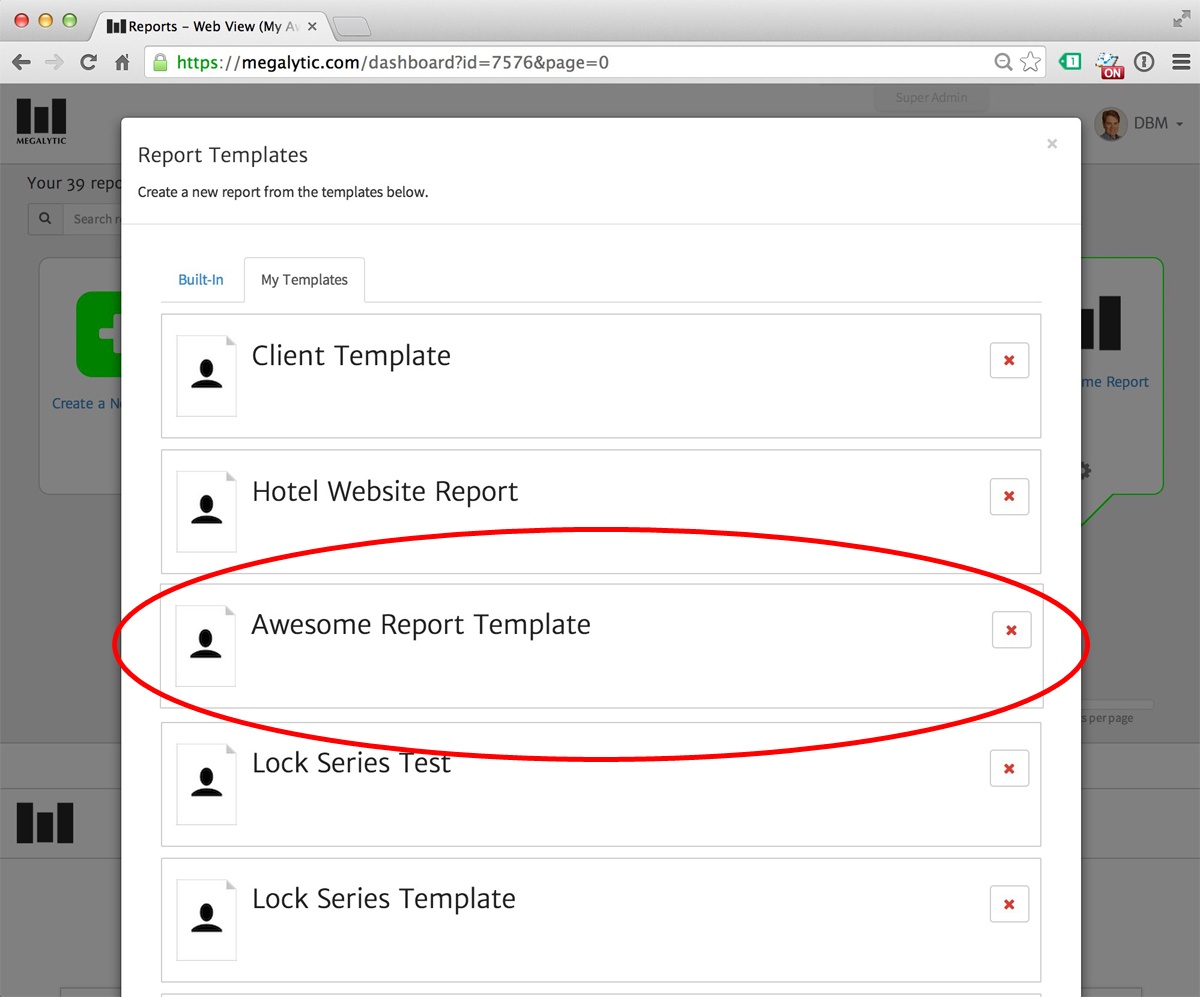 Megalytic - Creating a Report from a Template