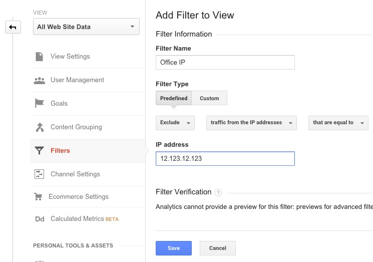 Creating an IP Filter in Google Analytics