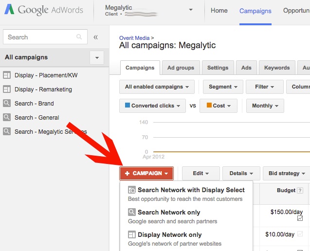 AdWords Create New Campaign