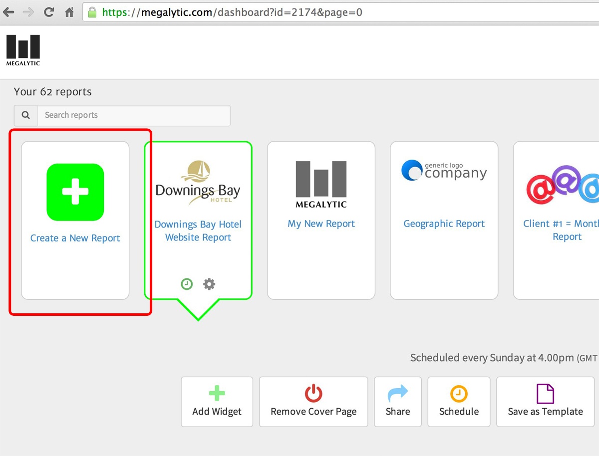 Creating a new report in Megalytic