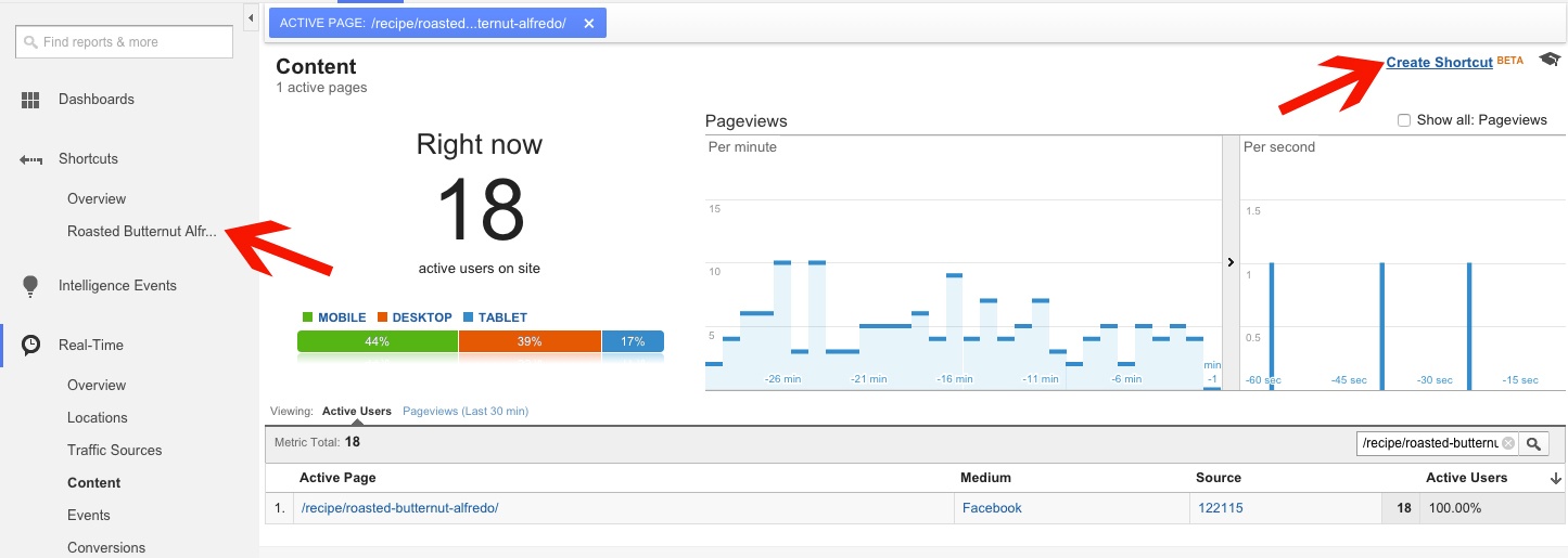 Create a Short Cut to Real Time Reports in Google Analytics