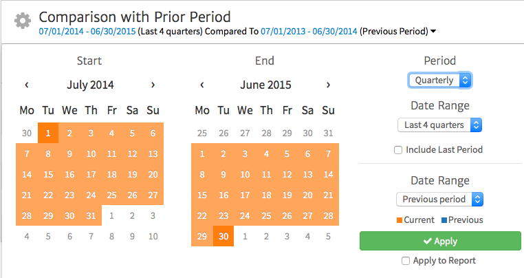 Customizing the Date Range on Megalytic's Period Comparison Widget