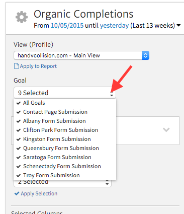 Selecting Goals in a Megalytic Widget