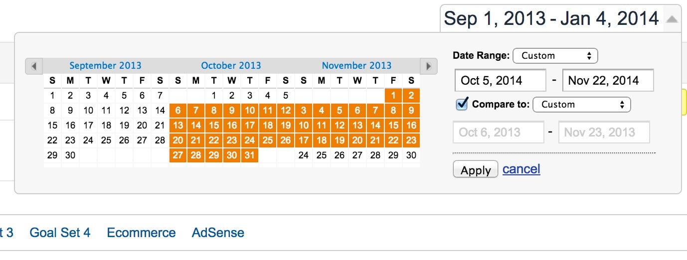 comparing year over year with Google Analytics