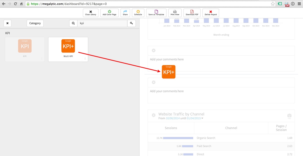 Dragging a Widget into a Megalytic Report
