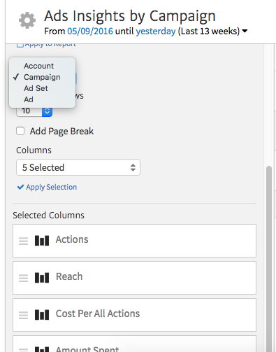 Editing the Ads Campaign Widget