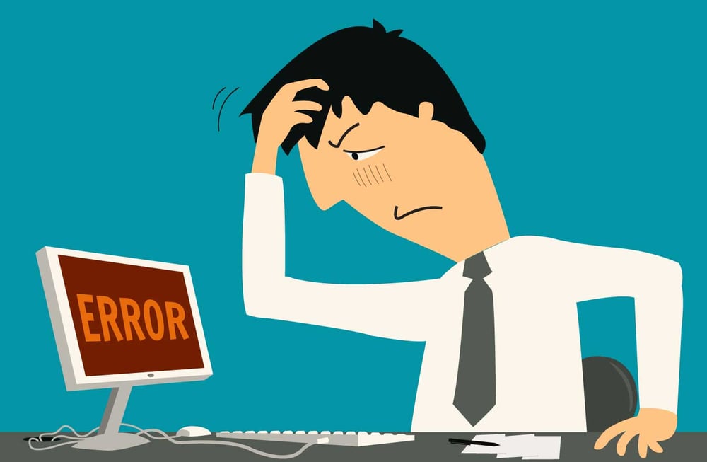 man at computer with error in google analytics
