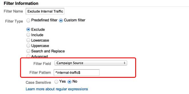 Google Analytics Filter for Internal Tagged Traffic