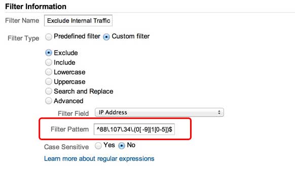 Google Analytics Filter to Exclude an IP Range