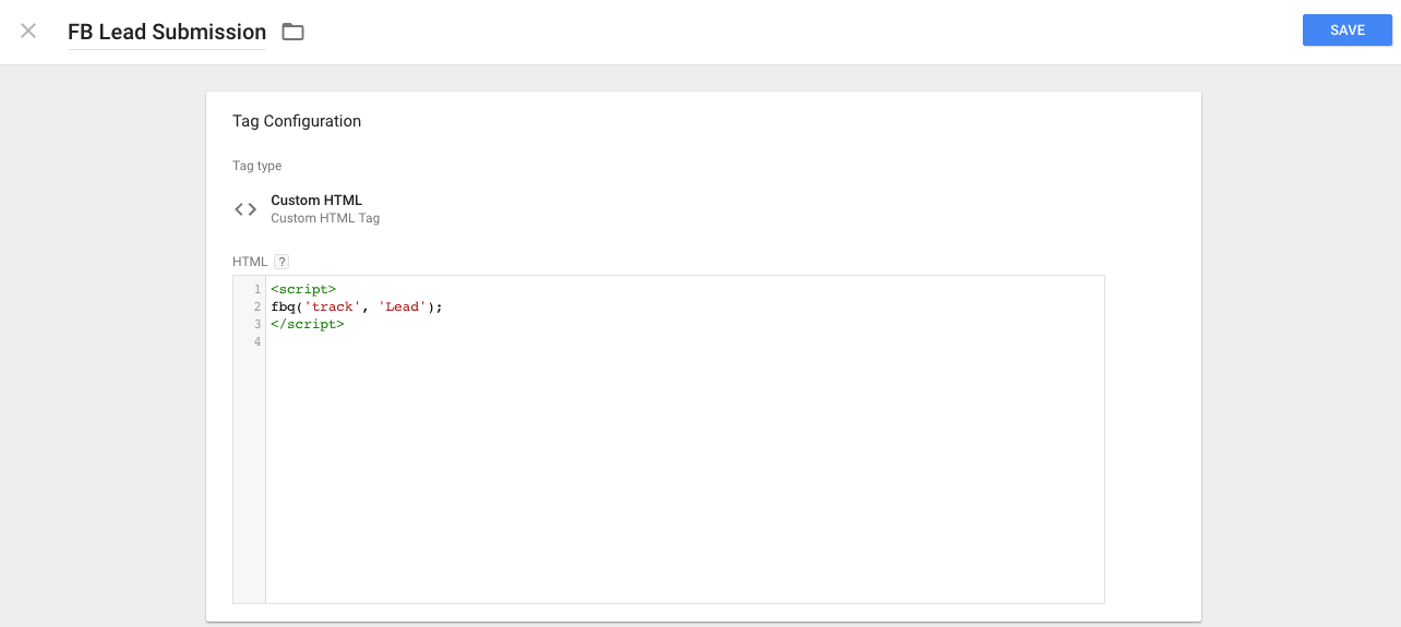 Facebook Lead Tag for Tracking Conversions