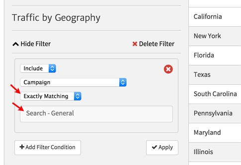 Megalytic Filter for a specific Campaign