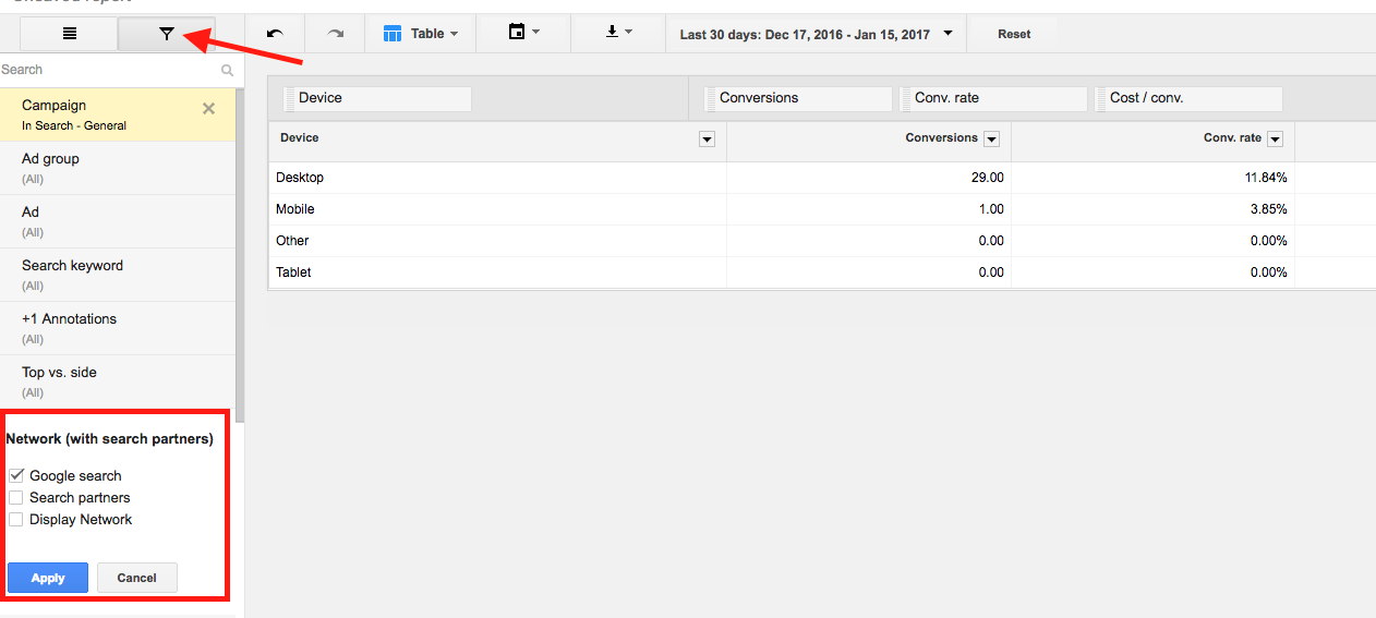 AdWords Filter Network