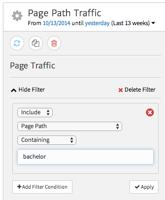 Setting up a Megalytic filter on a widget