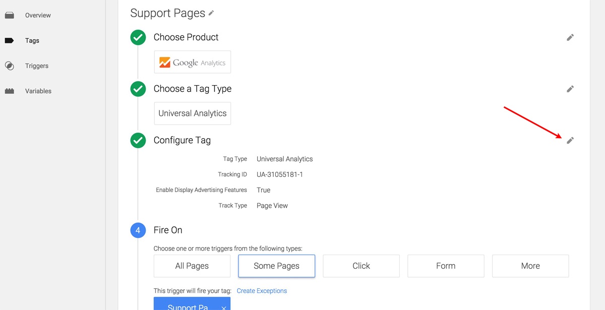 Editing a Tag in Google Tag Manager