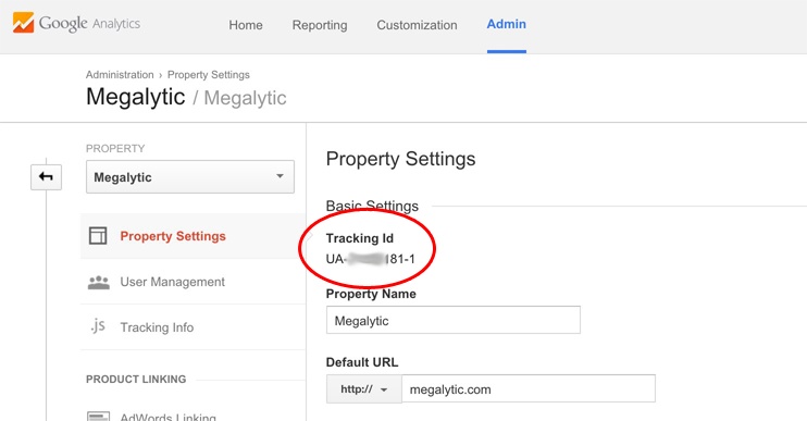 Get the Google Analytics Tracking Id