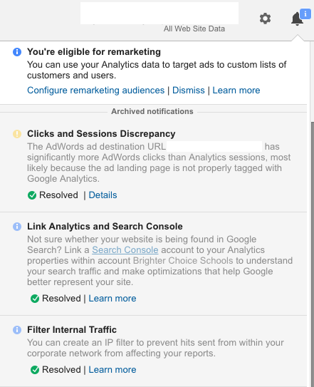 Google Analytics Notifications