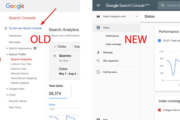 Google Search Console Old vs New