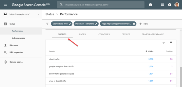 Google Search Console for Single Page Queries