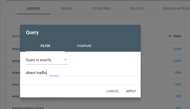 Google Search Console Setting Up a Single Query Filter