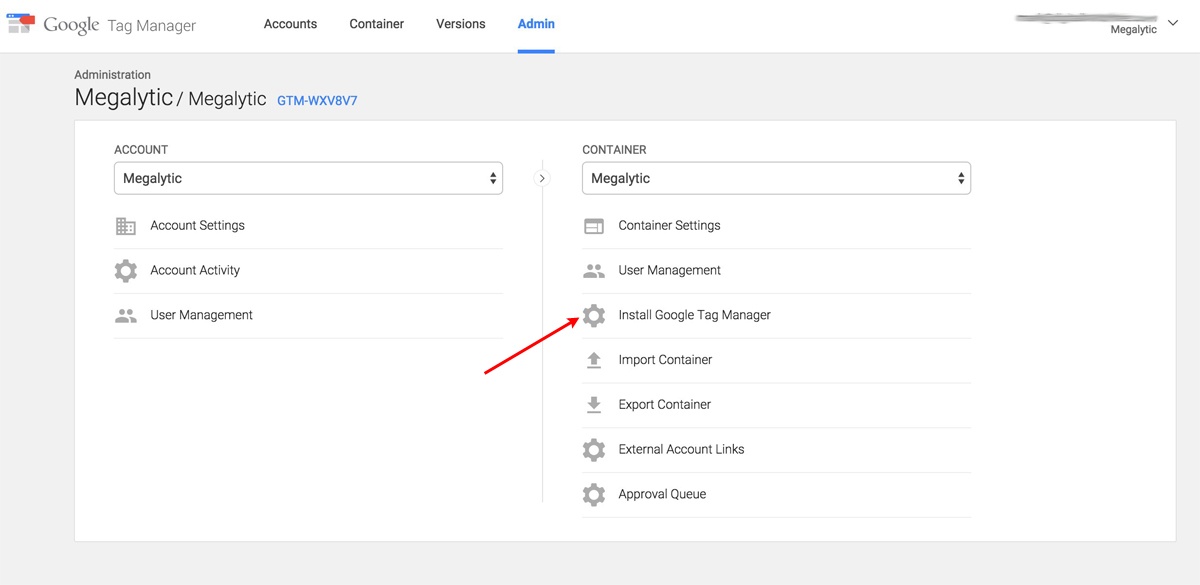 Getting the Google Tag Manager Code Snippet