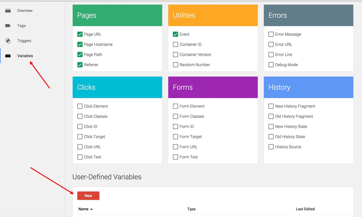 New Variable in Google Tag Manager