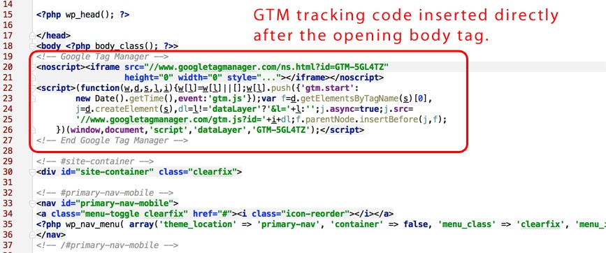 Google Tag Manager Tracking Code Inserted
