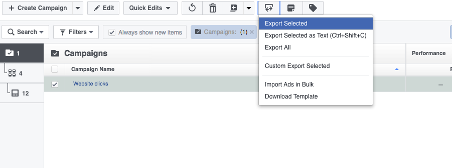 Facebook Power Editor Import Export