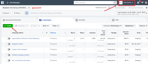 Creating an Ad in a Client Account
