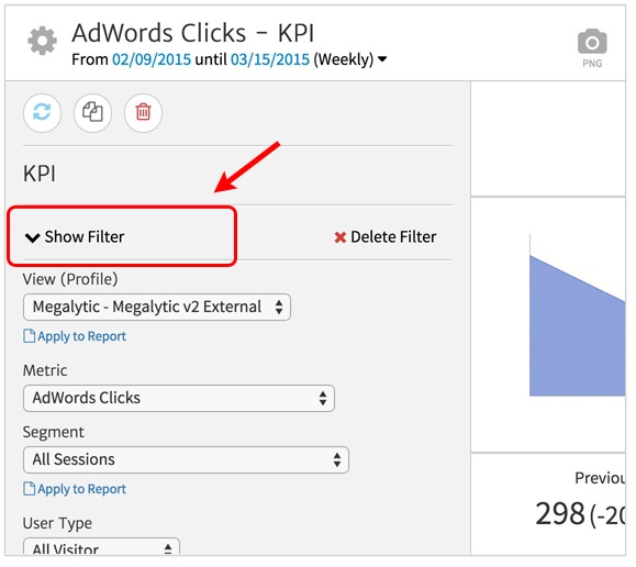 Megalytic Filter for KPI Widget