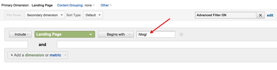 Google Analytics Landing Page Filter