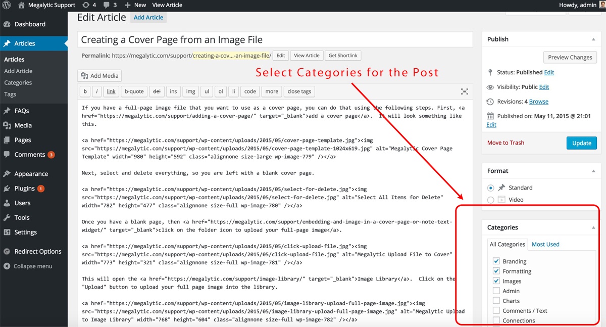 WordPress Categories for a Post